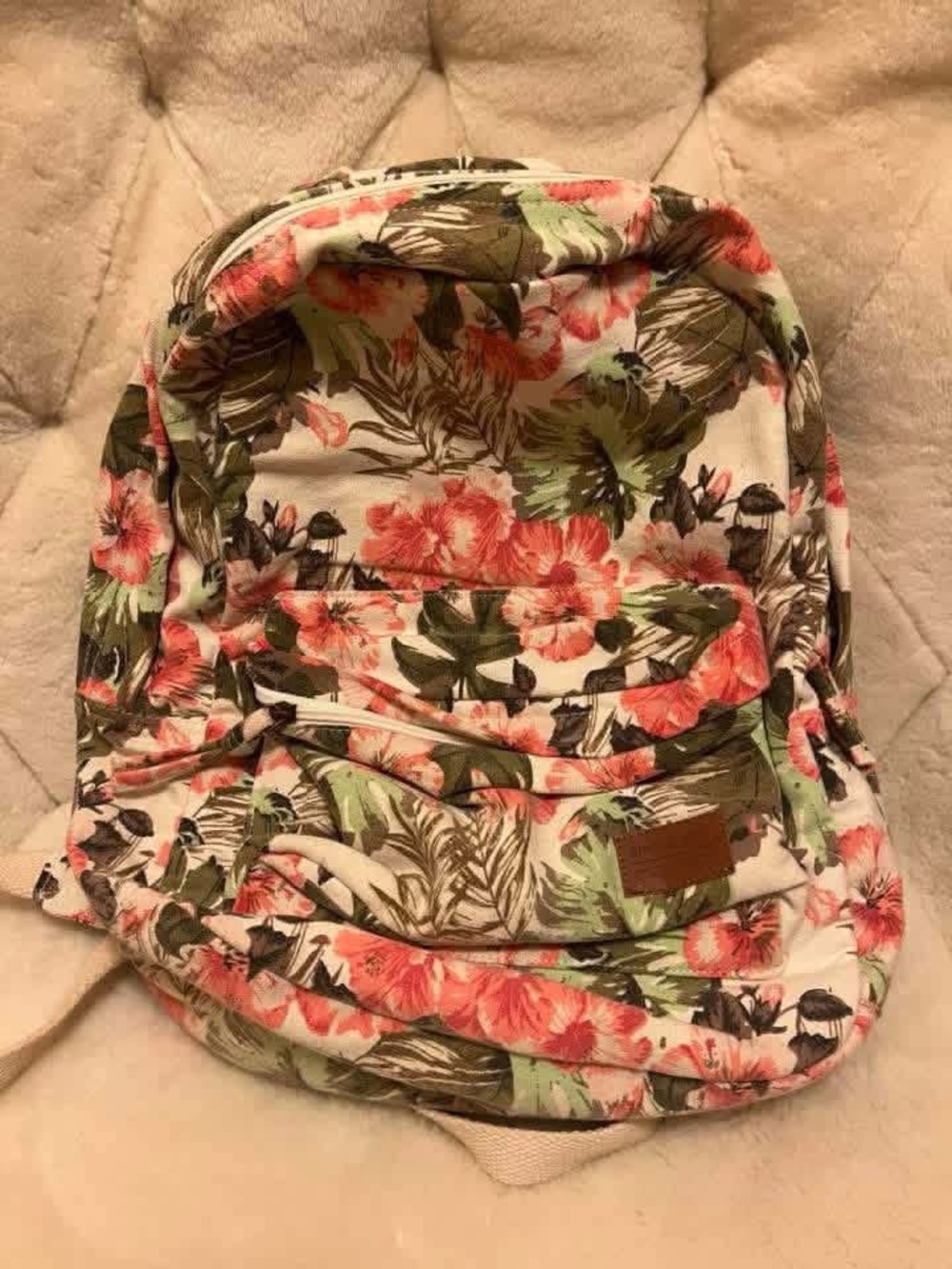 Rip Curl Floral Tropical Print Backpack in Coral, Green & Cream